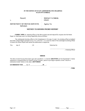Motion to Dismiss Sworn Report