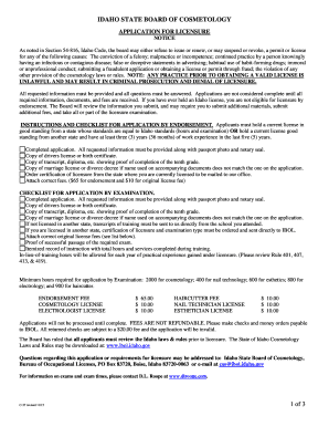 Idaho Cosmetology Licensure Application