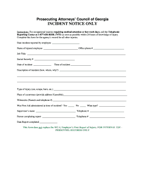 Georgia Incident Notice Form