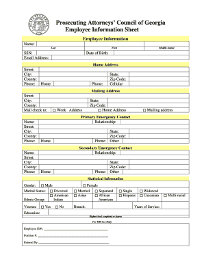 Georgia Employee Information Sheet
