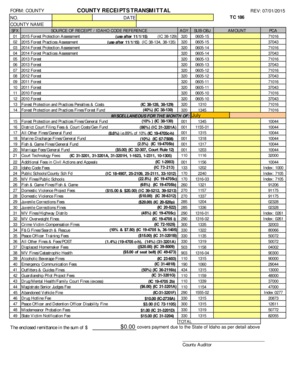 Idaho County Receipts Transmittal Form