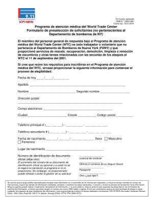 World Trade Center Health Program Responder Eligibility Application