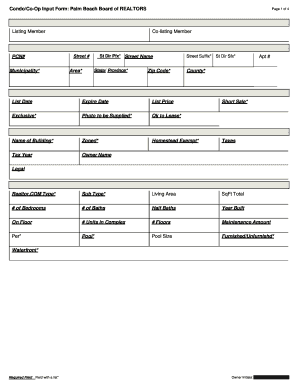 Condo/Co-Op Input Form