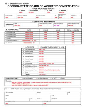 Georgia Workers' Compensation Case Progress Report