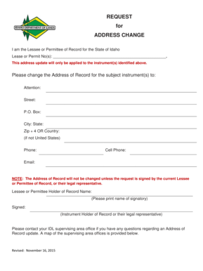 Idaho Address Change Form