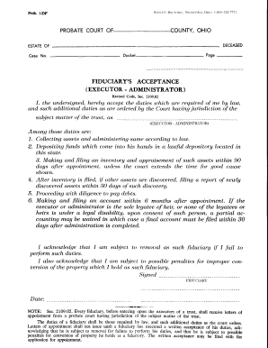 Fiduciary's Acceptance Form