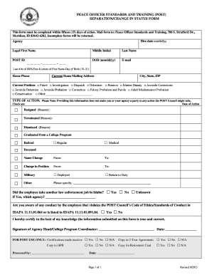 POST Separation/Change in Status Form