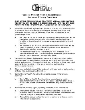 Central District Health Department Notice of Privacy Practices