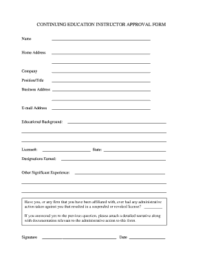 Continuing Education Instructor Approval Form