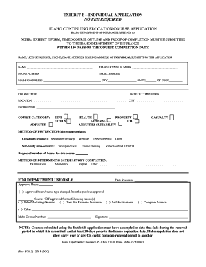 Idaho Continuing Education Course Application