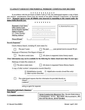 Idaho Workers' Compensation Records Request Form