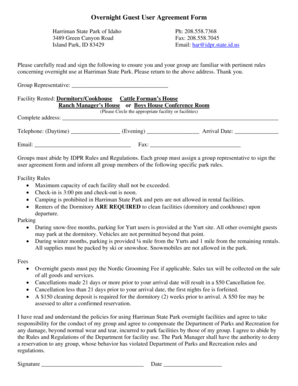 Overnight Guest User Agreement Form