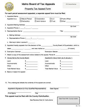 Idaho Property Tax Appeal Form