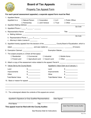 Idaho Property Tax Appeal Form