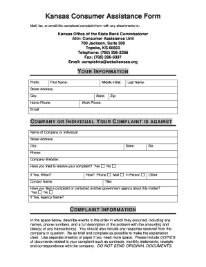 Kansas Consumer Assistance Form