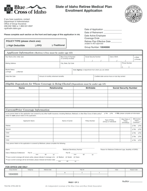Idaho Retiree Medical Plan Enrollment Application