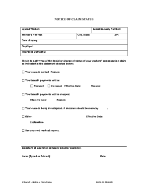 Notice of Claim Status