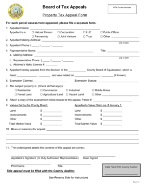 Idaho Property Tax Appeal Form