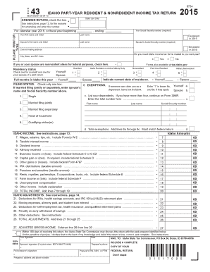 Idaho Part-Year Resident & Nonresident Income Tax Return
