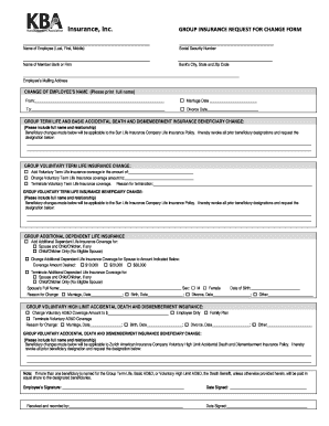Group Insurance Request for Change Form