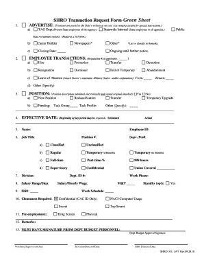 SHRO Transaction Request Form