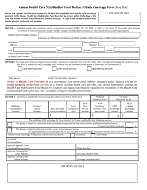 Kansas Health Care Stabilization Fund Notice of Basic Coverage Form