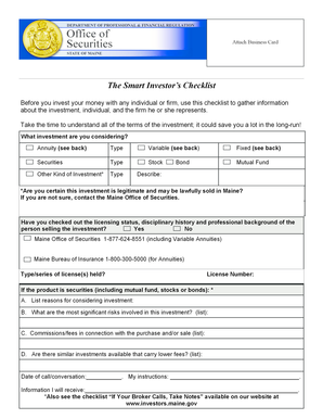 The Smart Investor's Checklist