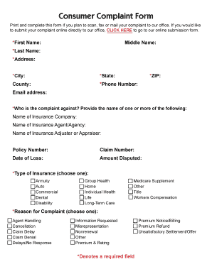 Kansas Insurance Consumer Complaint Form