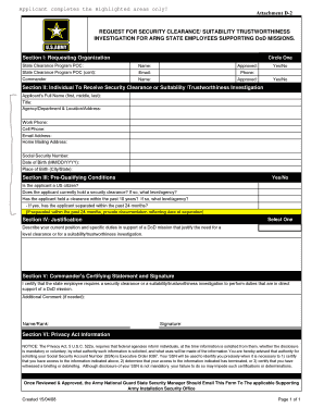 Request for Security Clearance/Suitability Trustworthiness Investigation