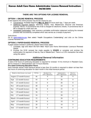 Kansas Adult Care Home Administrator License Renewal