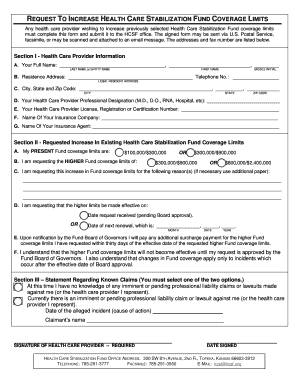 Health Care Stabilization Fund Coverage Increase Request
