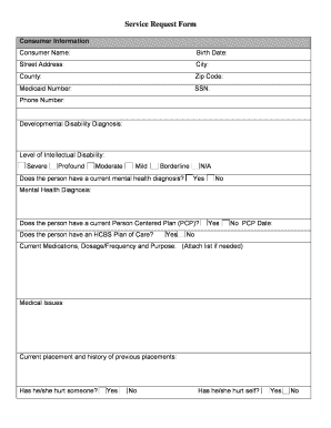 Service Request Form for Developmental Disabilities
