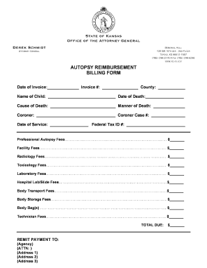 Autopsy Reimbursement Billing Form