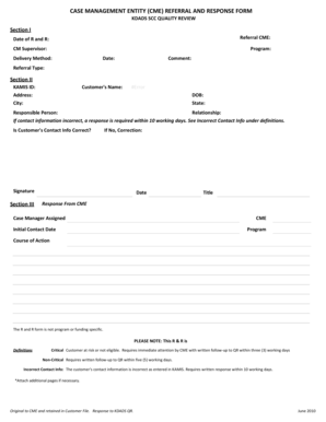 Kansas CME Referral and Response Form