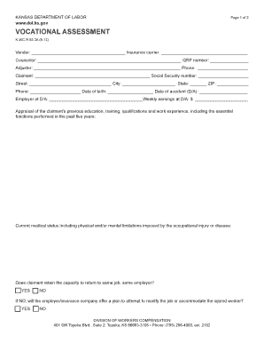 Kansas Vocational Assessment Form