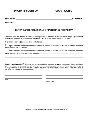 Ohio Probate Court Estate Form