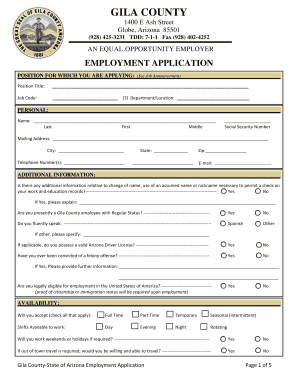 Gila County Employment Application