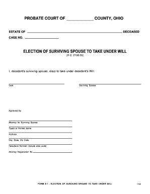 Ohio Probate Court Estate Form