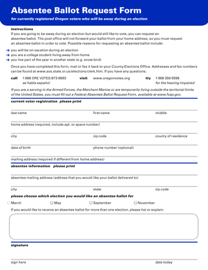 Oregon Absentee Ballot Request Form