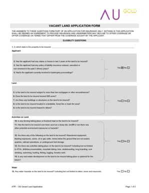 Vacant Land Insurance Application Form