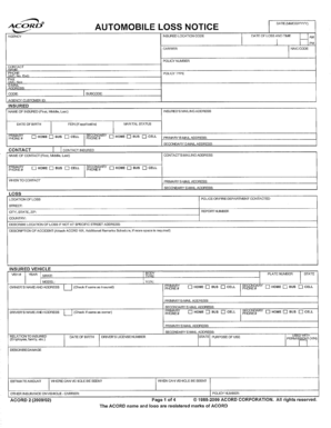 Automobile Loss Notice Form