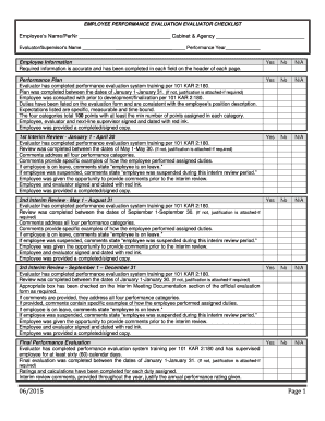 Employee Performance Evaluation Checklist
