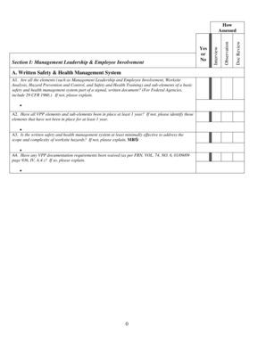 VPP Safety and Health Management System Assessment Form