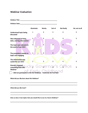Webinar Evaluation Form