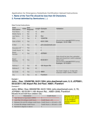 Application for Emergency Substitute Certification