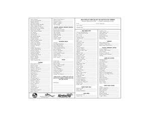 2014 Kentucky Birds Field Checklist