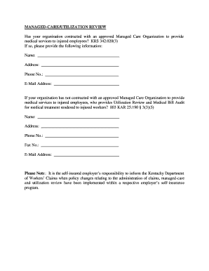 Kentucky Managed Care Utilization Review Form