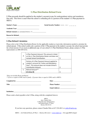 U.Plan Distribution Refund Form