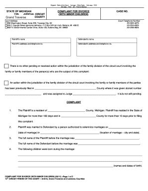 Michigan Divorce Complaint Form