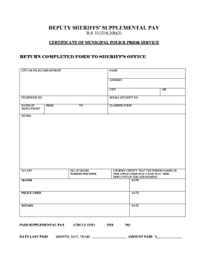 Certificate of Municipal Police Prior Service